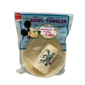 Vintage Mickey Mouse and Donald Duck Bowl and Cup in Original Packaging